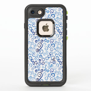 Scrolling Prussian Blue Watercolor Curves