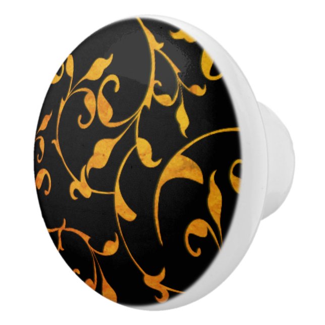 Scrolling Rust and BLack Ceramic Knob (Right)