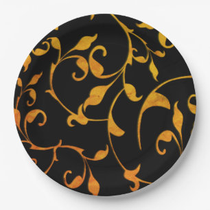 Scrolling Rust and BLack Paper Plate