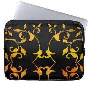 Scrolling Rust and Black Silky Laptop Sleeve