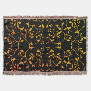 Scrolling Rust and BLack Throw Blanket