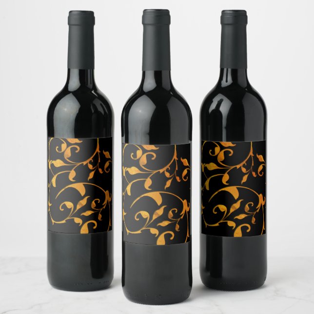 Scrolling Rust and Black Wine Label (Bottles)