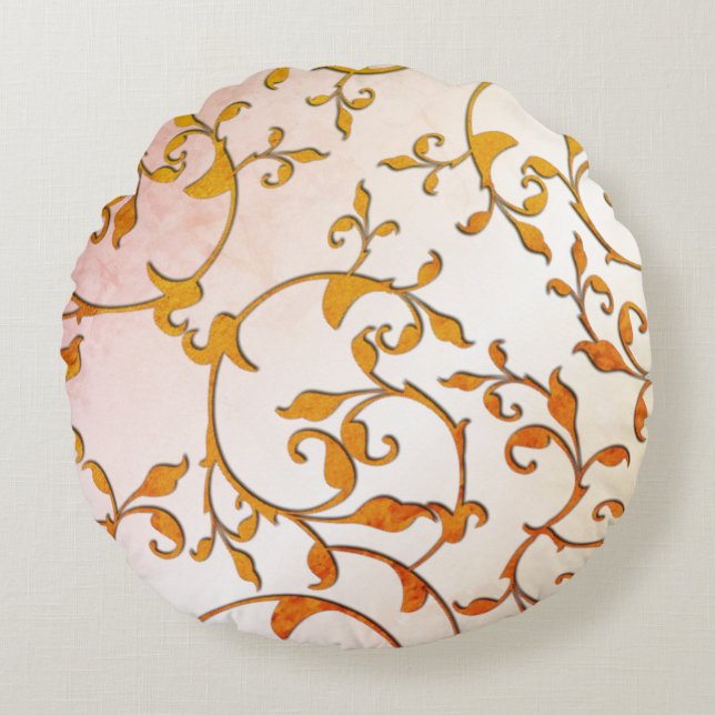 Scrolling Rust Round Cushion (Front)