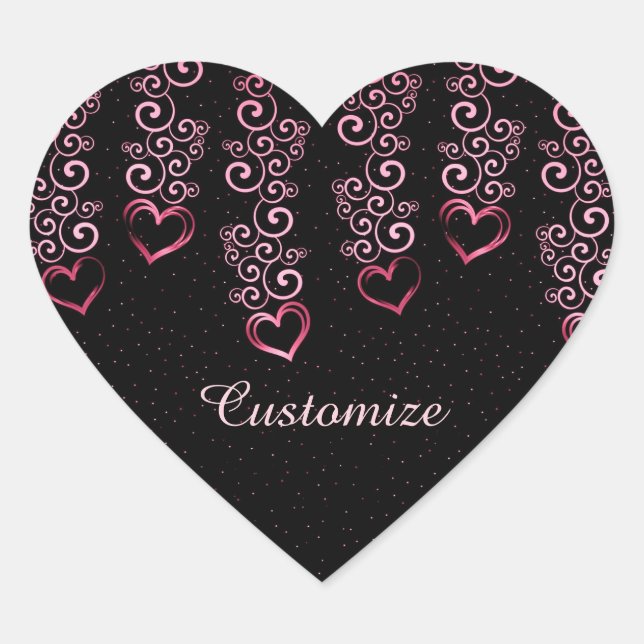 Scrolling Vine Hearts Heart Stickers (Front)