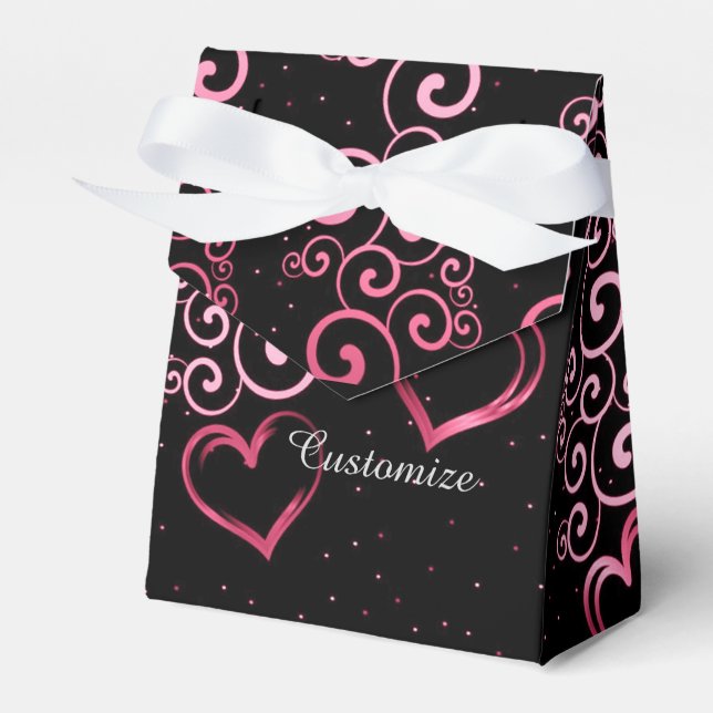 Scrolling Vine Hearts Tent Favour Box (Front Side)