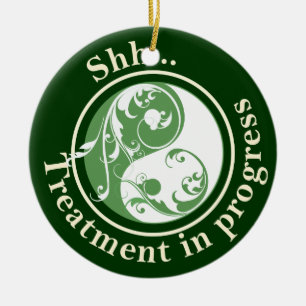 Scrolling Yin Yang Do Not Disturb Ceramic Ornament