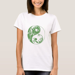 Scrolling Yin & Yang (green) T-Shirt