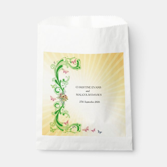 Scrolls and Butterflies Favour Bag (Front)