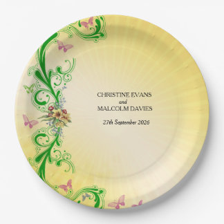 Scrolls and Butterflies Paper Plate