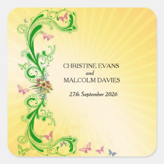 Scrolls and Butterflies Square Sticker