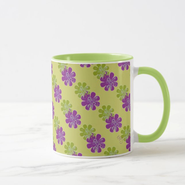 Scrolls n Flowers (purple/lime) Mug (Right)