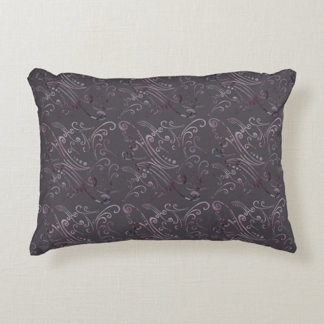 Scrolls on Dark Grey Decorative Cushion (Front)