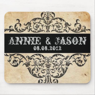 Scrolls rustic country western saloon wedding mouse pad