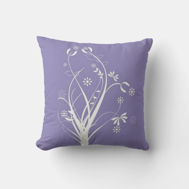 Scrolls with flowers on purple ground - cushion (Front)