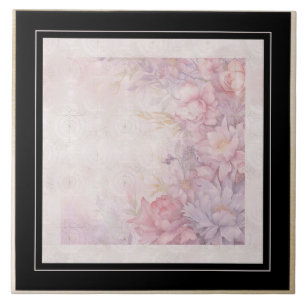 Scrolls with roses Victorian style Ceramic Tile