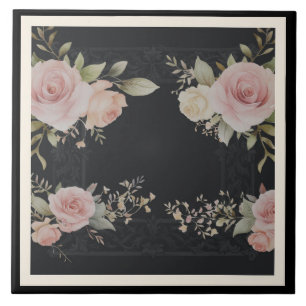Scrolls with roses Victorian style Ceramic Tile