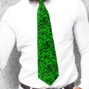 Scrollwork Green Neck Tie
