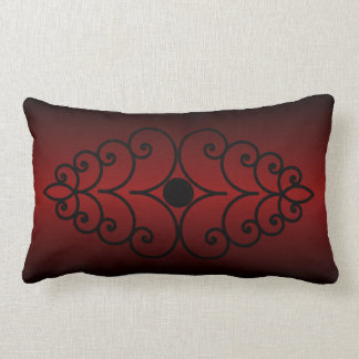 Scrollwork on Dark Red Gradient Lumbar Cushion