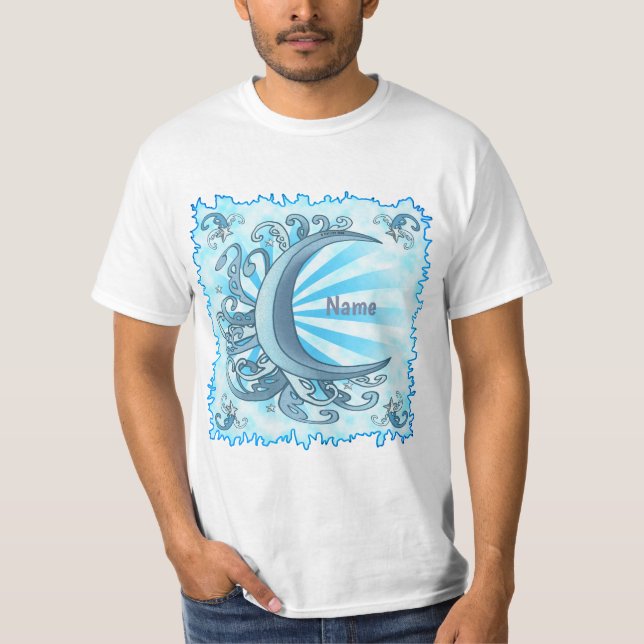 Scrolly Crescent Moon T-Shirt (Front)