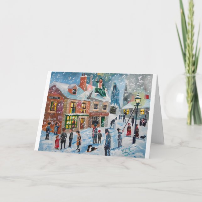 Scrooge A Christmas Carol winter snow scene ghosts Holiday Card (Front)
