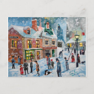 Scrooge A Christmas Carol winter snow scene ghosts Holiday Postcard