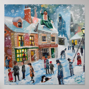 Scrooge A Christmas Carol winter snow scene ghosts Poster
