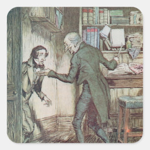 Scrooge and Bob Cratchit Square Sticker