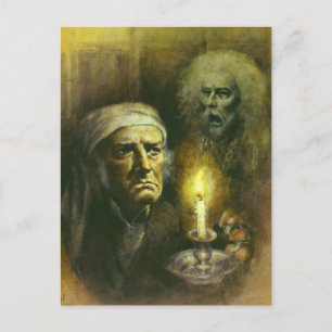 Scrooge And Ghost Postcard
