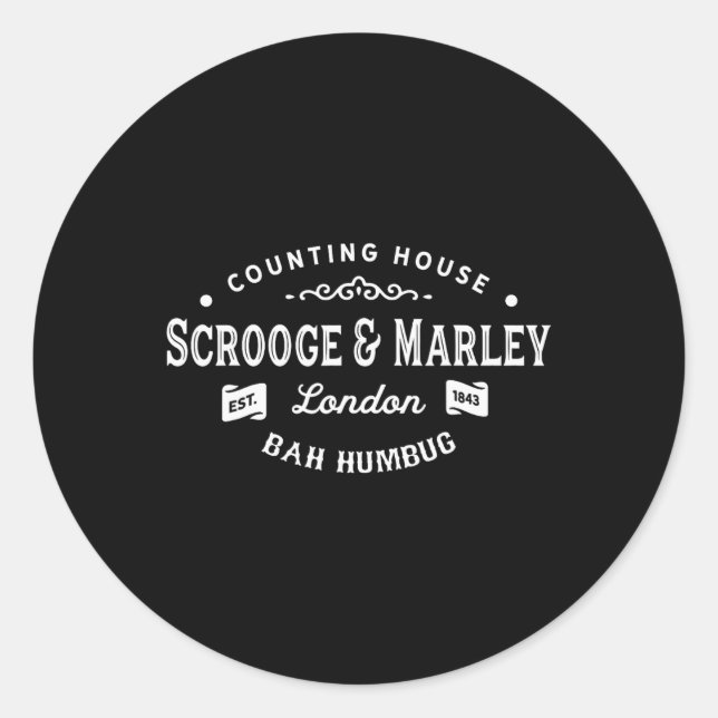 Scrooge and Marley Counting House Christmas Carol  Classic Round Sticker (Front)