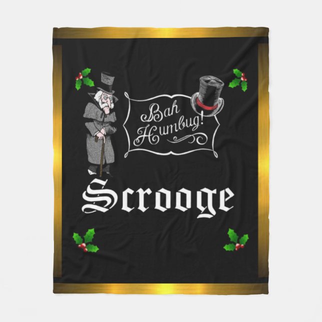 SCROOGE "Bah Humbug" Fleece Christmas Gift Blanket (Front)