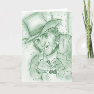 Scrooge in Green Holiday Card