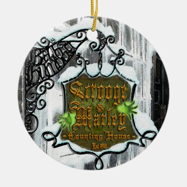 Scrooge&MarleySignScene Ceramic Ornament (Front)