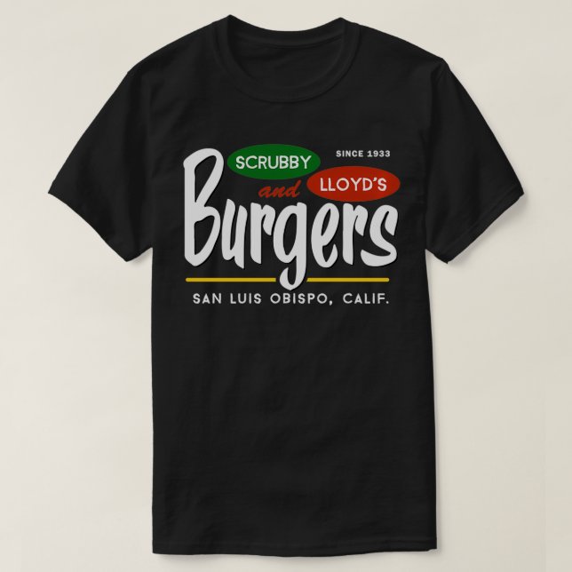 Scrubby Lloyds Burgers San Luis Obispo California  T-Shirt (Design Front)