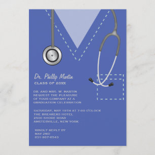 Scrubs Blue Medical Graduation Invitation
