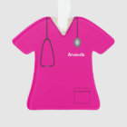 Scrubs Uniform Nurse Hot Pink Shirt Christmas Orn