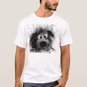 Scruffy Black Dog Gothic Sketch T-Shirt
