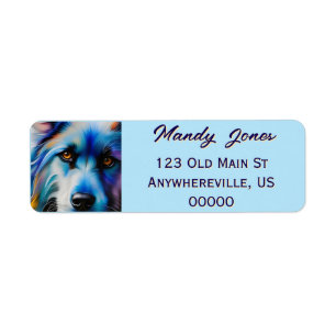 SCRUFFY BLUE TERRIER DOG CLOSE UP RETURN ADDRESS LABEL