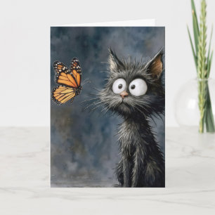 Scruffy Cat Thinking of you Card