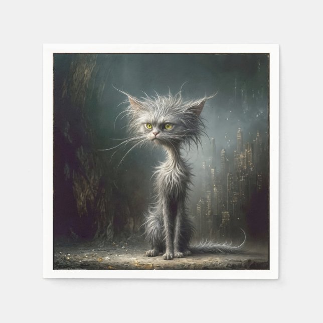 Scruffy City Street Cat Napkin (Front)