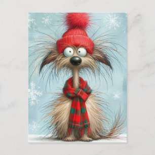 Scruffy Dog Christmas Holiday Postcard