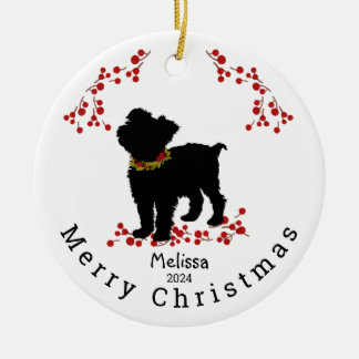Scruffy Mutt Berry Merry Christmas Ornament
