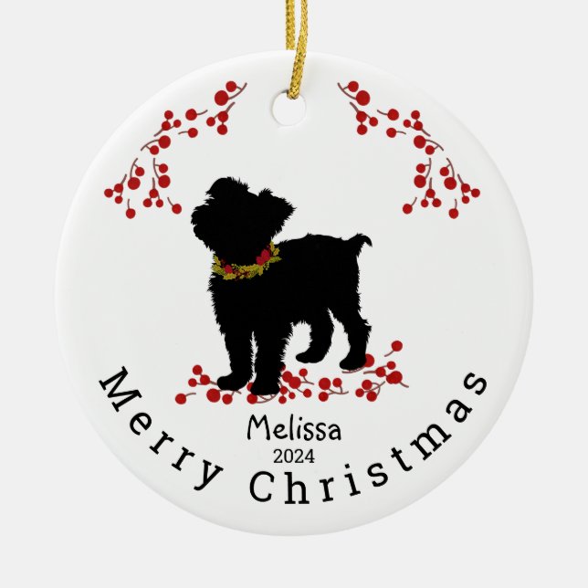 Scruffy Mutt Berry Merry Christmas Ornament (Front)
