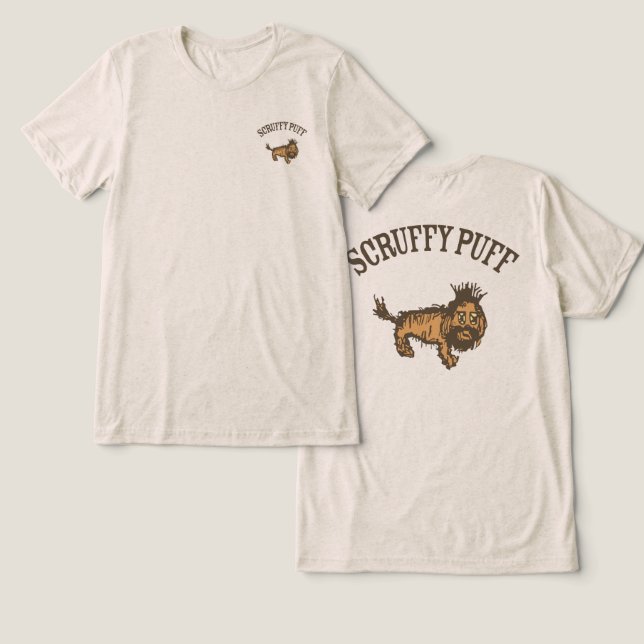 Scruffy Puff dog Tri-Blend Shirt (Design Front & Back)
