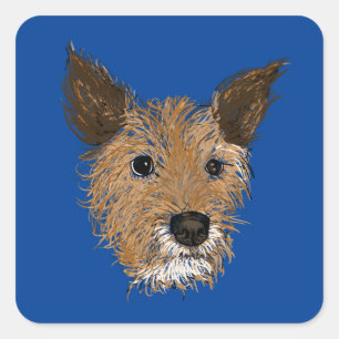 scruffy pups square sticker