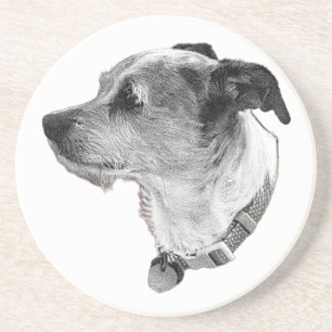 Scruffy Terrier Coaster – Realistic Black-and-Whit