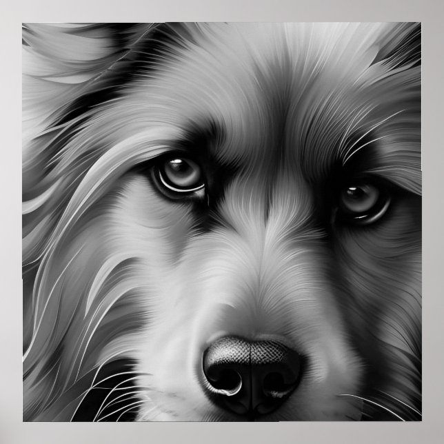 SCRUFFY TERRIER DOG BLACK AND WHITE POSTER (Front)