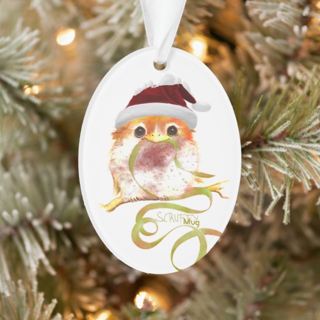 ScruffyMugArtGallery Oval Christmas Tree Ornament (Tree)