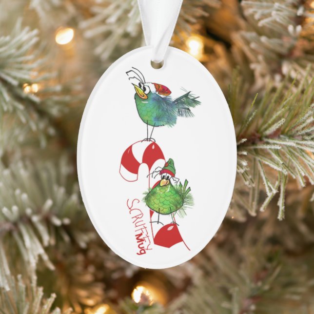 ScruffyMugArtGallery Oval Holiday Ornament (Tree)