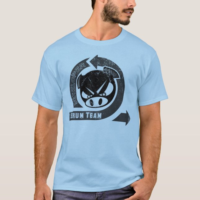Scrum Developer - with Agile loop & pig T-Shirt (Front)
