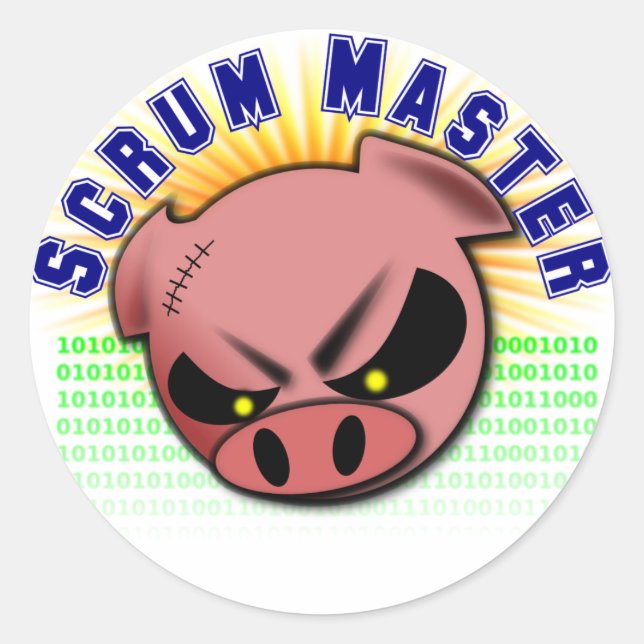 Scrum Master - Agile Scrum Master Pig Classic Round Sticker (Front)